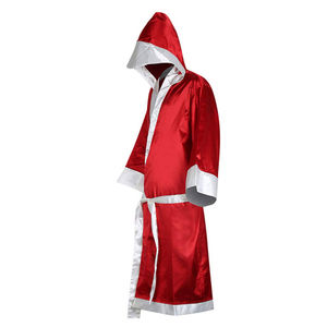 Red-Color Hot Selling High Quality Personalized Boxing Robe With Hood-<b>White</b> <b>Belts</b> Custom Boxing Outfit-Boxing Robe - Product Image 3