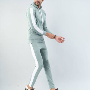 Nuevo Slim Fit transpirable 100% algodón ropa deportiva Jogging pantalón traje conjunto gimnasio personalizado Sudadera con capucha sudaderas con capucha chándal hombres - Product Image 2