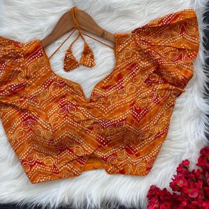 ModernBlouse material reyon cottan con V Cut patrón elegante La blusa tiene color de estampado bandhini - Product Image 4