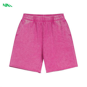 Pantalones cortos ácidos lavados de peso pesado personalizados para hombre, algodón/poliéster, ropa informal desgastada Vintage sólida, para correr, cintura alta - Product Image 1