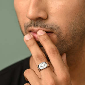 NOVAMART Fine Buy Premium 925 Pure Sterling <b>Silver</b> <b>Rings</b> for <b>Men</b> Boho Style Cluster Oval Cut Rhodium Statement Setting Perfect G - Product Image 4