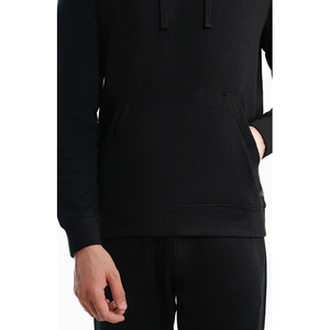 Sudadera con Capucha Negra para Hombre, 100% Algodón Felpa, Corte Regular, Color Sólido Formal, Diseño con Bolsillo, Logotipo Frontal Lavado, Invierno - Product Image 5