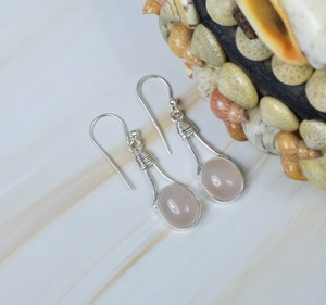 Pendientes de piedras preciosas de Plata de Ley 925 de cuarzo rosa Natural de piedra natal de octubre, joyería hecha a mano, regalo para ella, pendientes de piedra - Product Image 4