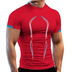 Camiseta de media manga estampada a la moda para gimnasio, deporte, hombres, secado rápido, correr, entrenamiento, Fitness, Tops, camiseta College Fit - Product Image 6
