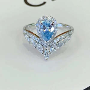 IGI Certified 2.30tcw Lab Grown Fancy Pear Diamond <b>Engagement</b> <b>Ring</b> <b>Unique</b> Design Halo VVS-VS Clarity - Product Image 2