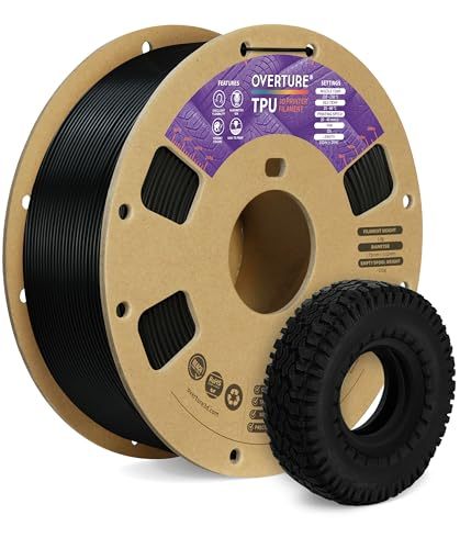 1.75mm Flexible TPU Roll 95A Soft 3D Printer Filament 1kg Spool Dimensional Accuracy +/- 0.02 mm Black TPU Filament