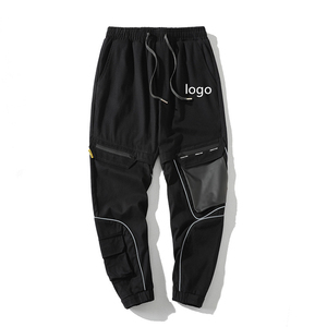 Vente en gros Pantalon cargo taille moyenne avec cordon de serrage élastique avec poches zippées Pantalon cargo ample pour hommes multi-poches décontracté - Product Image 1