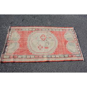 Petit tapis turc 2,9x5,1 pieds, tapis persan en laine rouge vintage - Product Image 4