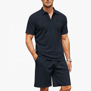 2025 à la mode col rabattu été hommes deux pièces hommes Shorts courts pantalons ensemble Style décontracté T-Shirt à manches courtes - Product Image 1