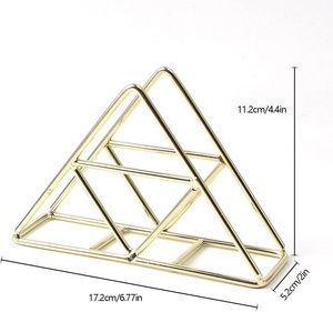 Porte-serviettes en or géométrique, acier inoxydable, design triangulaire moderne, base stable, accès facile, décoration de table élégante - Product Image 5