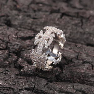 Bague en argent sterling 925 personnalisée unique Hip Hop Bling Lab Grown Round Cut Sparkling Diamond Ring - Product Image 2