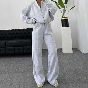 100% coton pantalon de survêtement 2 pièces pantalon évasé ensemble hommes deux pièces ensembles femmes survêtement survêtement pantalons de survêtement et ensembles à capuche - Product Image 3