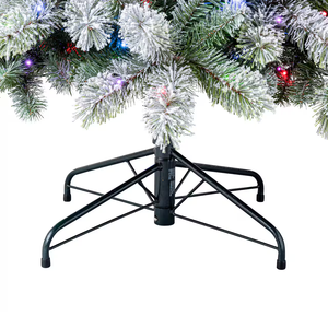 Fabrication d'un arbre de Noël artificiel en pin floqué de 7,5 pieds, fin et haut de gamme, pré-éclairé avec des lumières LED scintillantes changeantes de couleur - Product Image 6
