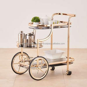 Suministros para Bar Nuevo elegante carrito de Bar Carrito para servir Restaurantes Hotel Utiliza Metal Rectángulo Espejo Carrito de barra dorada - Product Image 6
