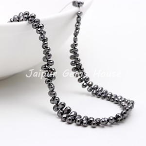 Meilleure qualité diamant noir naturel à facettes forme de larme 3-4mm perles avril perles de pierre de naissance pour la fabrication de bijoux boucle d'oreille pour cadeau - Product Image 1