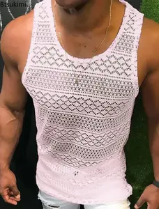 230gsm 100% coton Chemises de corps vierges sans manches Débardeurs pour hommes Usine Vente en gros Impression de logo personnalisée - Product Image 4