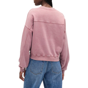 เสื้อสเวตเตอร์คอตตอนเนื้อนุ่มวินเทจคอกลมมีฮู้ดชุดสตรีทเสื้อสวมหัวโอเวอร์ไซส์ทรงหลวมไหล่ตกสีพื้น - Product Image 4