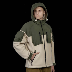 Veste coupe-vent d'hiver en polaire respirante en toile avec col montant et fermeture à glissière pour hommes de grande taille en peau de vache - Product Image 2