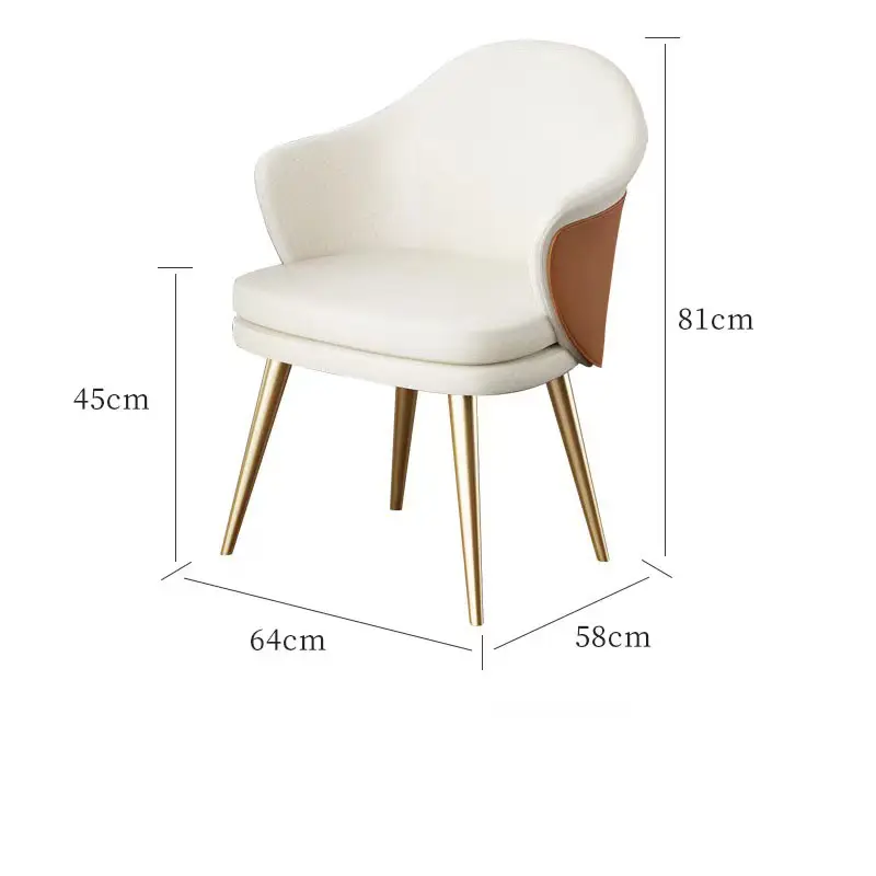 Gran oferta, cojín tapizado de cuero, silla de comedor, silla de café con patas de metal, sillón