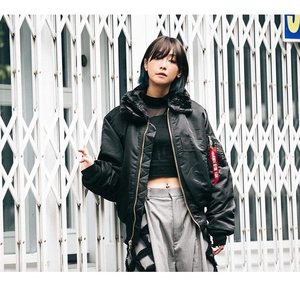 แจ็คเก็ตบอมเบอร์แจ็คเก็ตพลัสไซส์สำหรับผู้ชายแจ็คเก็ตแบบสั้นเสื้อแจ็คเก็ตมีตัวอักษรลายตัวอักษรมีปกยาว - Product Image 6