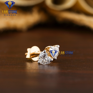 0.33 TDW Coeur Brillant Coupe Diamant Stud Labgrown Diamant 18K Or Jaune Hpht/Cvd Diamant Bijoux - Product Image 4