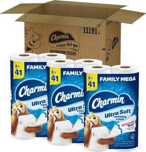 Charmin-Ultra Soft-Cushiony Touch <b>Toilet</b> Paper, 24 Family Mega Rolls = 123 Regular Rolls - Product Image 1