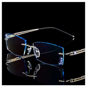 Espléndida aprobación azul degradado sin montura miopía prescripción gafas de titanio para mujeres 2,5 - Product Image 1