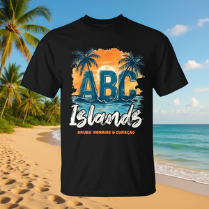 T-shirt des îles ABC à manches courtes, col rond unisexe, design caribéen, Aruba Bonaire Curacao - Product Image 3