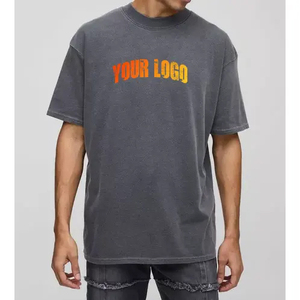 เสื้อยืดพิมพ์ลายกราฟิกโอเวอร์ไซส์สำหรับผู้ชายเสื้อเชิ้ตวินเทจฟอกสีกรดเสื้อยืดลำลองแขนสั้นผ้าฝ้ายสีดำ - Product Image 4