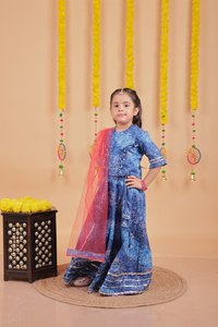 Lehenga Choli Bandhani de haute qualité, en coton imprimé, séchage rapide, extensible, pour filles et enfants, idéal pour les fêtes - Product Image 3