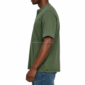 Camiseta Henley Extra Grande Personalizada para Hombre, Algodón Lavado, Manga Corta, Alta Calidad, Ligera, Secado Rápido, Fabricante OEM ODM - Product Image 4