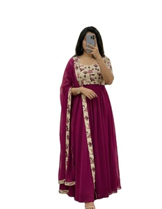Robe Anarkali longue style col rond, 1 couleur / Kurti/Kurta d'été confortable et élégant avec photo réelle / Prix de gros - Product Image 1