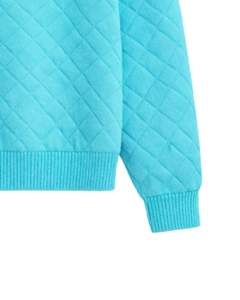 Manufacturer Customized <b>Mens</b> Quarter Zip Quilted Knit Sweater Sky Blue Solid Diamond Texture High Neck Warm Winter Pullover OEM - Product Image 6