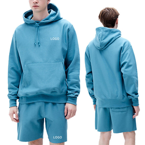 Venta al por mayor Premium Sweat Suits Sets Heavyweight Men's Fleece Hoodie Sweat Suits Conjuntos cortos - Product Image 3