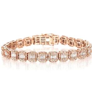 Pulsera de tenis estilo hip-hop con moissanita talla princesa marrón, chapada en oro rosa de 14K sobre plata de ley - Product Image 1