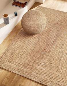 Naturel 4x6 FT tissé à la main réversible Pile moyenne ferme Jute tapis Logo personnalisable grande cuisine plage salle à manger porte tressée - Product Image 2