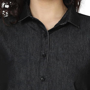 เสื้อยีนส์ผู้หญิงดูแลรักษาง่ายเสื้อยีนส์ผู้หญิงแบบมีรอยยับทนทานเสื้อยีนส์เนื้อนุ่มสัมผัสเรียบลื่น - Product Image 6