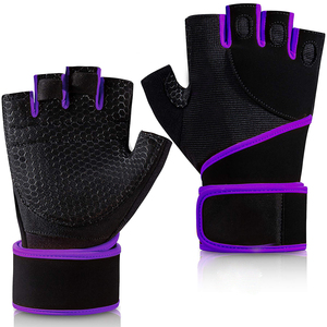 Ropa de entrenamiento de color personalizada Guantes de levantamiento de pesas Entrenamientos de ajuste cruzado Protección de La Palma Entrenamiento Medio dedo Gimnasio Guantes de fitness - Product Image 1