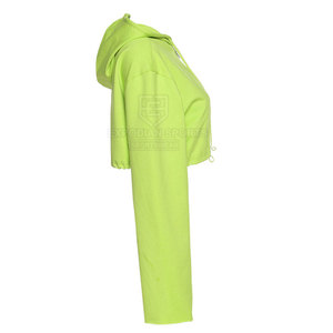 Custom Size Low MOQ 100% Cotton Women <b>Winter</b> Crop <b>Top</b> Hoodies with Front Logo - Product Image 3