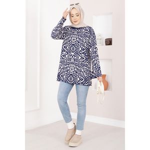 Pull en tricot bleu marine à motif zèbre, respirant, style décontracté, fleurs brodées, animaux, anime, saison hivernale, paillettes - Product Image 3