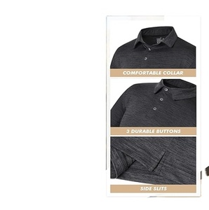 Polos pour hommes - T-shirts de performance à manches courtes noirs à séchage rapide et évacuation de l'humidité pour le travail décontracté et les activités sportives - Product Image 2