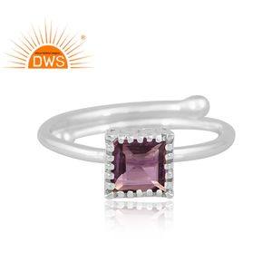 Dernière Tendance Argent Sterling Fin Naturel Rose Améthyste Pierre Précieuse Bague Empilable Bijoux Personnalisés Pour Femmes Cadeau Pour Elle - Product Image 3