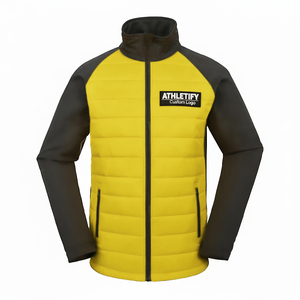 Veste à bulles en polyester à fermeture éclair complète pour hommes Veste d'extérieur coupe-vent respirante et durable pour la randonnée, le voyage et le sport - Product Image 1