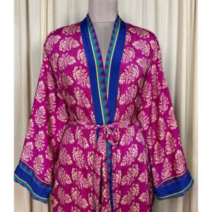 Recycled Silk Sari Women's Boho Chic Vintage <b>Beach</b> Cover Dress <b>Robe</b> for Resort Wear Gypsy House Kimono for Lounge Swimsuit - Product Image 2
