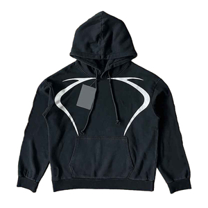 Elevated High Street French Terry Acid Wash Hoodie associé à un pantalon de survêtement évasé Jogger Set Puff Printing Logo and Custom Tags - Product Image 2