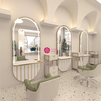 Miroir de salon de coiffure avec éclairage LED Yicheng, vente chaude, station de miroir de salon de coiffure, miroir de conception de style pour salons de coiffure