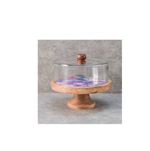 Soporte de madera para pastel de boda, tapa acrílica, soporte de pastel de té para restaurantes y vajilla decorativa, venta al por mayor - Product Image 2