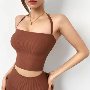 Tops Cortos Personalizados al por Mayor para Mujer, Ropa de Verano, Top Corto Sexy de Algodón para Mujer, Top Corto de Yoga con Cuello Ancho para Mujer - Product Image 1