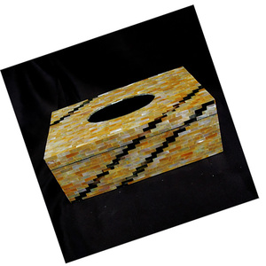 Boîte à mouchoirs en nacre, bijoux en coquillage, motif en nacre, art de la mosaïque carrée, artisanat - Product Image 2