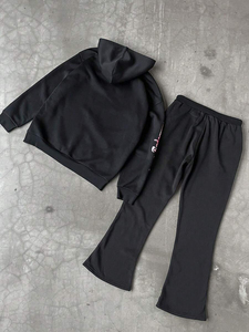 Survêtement 2 pièces imprimé en sérigraphie personnalisé pour hommes, pantalon de survêtement en coton évasé et ensemble de jogging à capuche zippé avec service OEM - Product Image 6